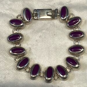 13 Stone Sugalite Silver Bracelet from Mexico